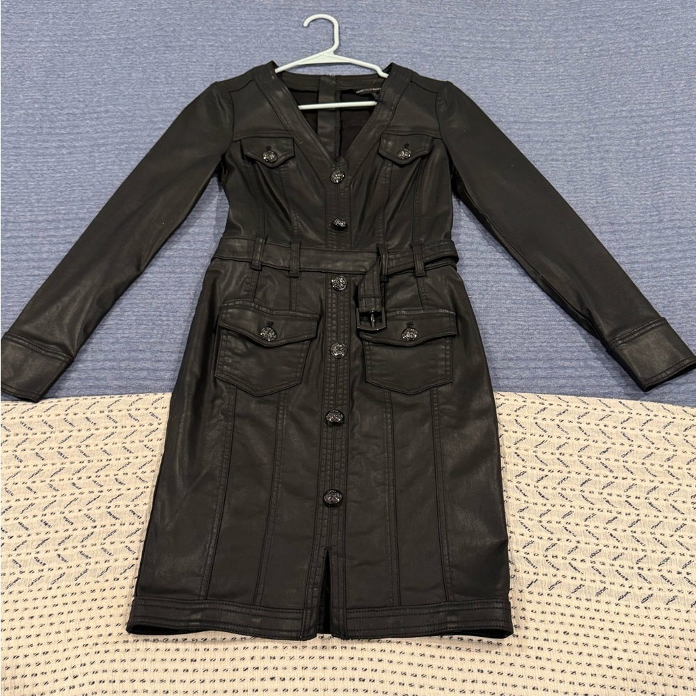 WHBM black coated denim (leather like appearance), new, size 0